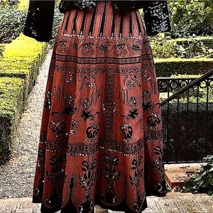 🔥 Vtg Sequin Mexican Boho Circle Skirt Women’s 4